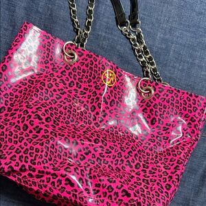 Zumba Fitness Hot Pink Leopard Chain-Handle Tote